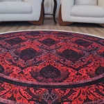 فرش چاپی گرد قرمز مخمل کیفیت هایژنیک گوشتی A+ طرح آرتین D211(پس کرایه) - تصویر 3